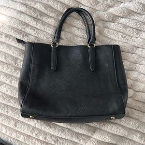 Black faux leather purse with croc print